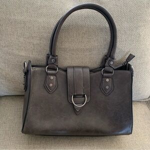 Grey Purse Handbag Satchel Simply Noelle Flap Closure Zipper Gray